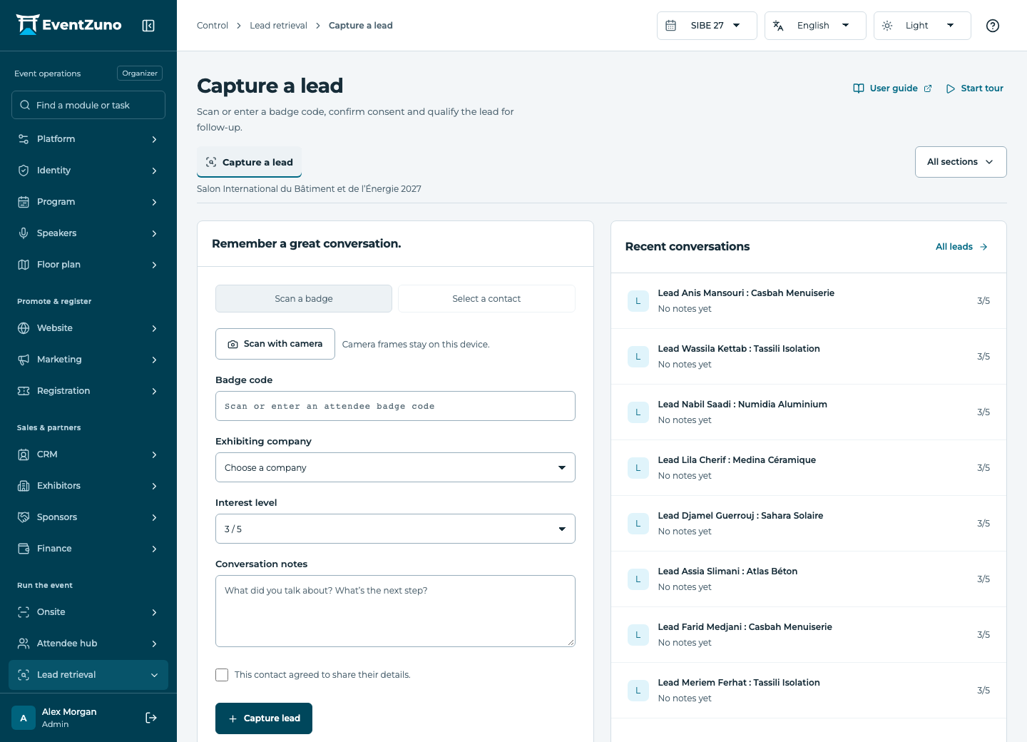 Lead Retrieval & Exhibitor ROI: Capture a lead in the EventZuno demonstration event